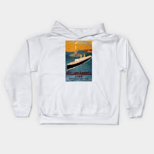 Vintage Travel Poster USA Holland America Line Kids Hoodie